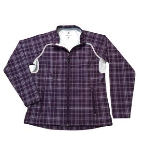 EUC Sunice purple window plaid zip rain jacket windbreaker L